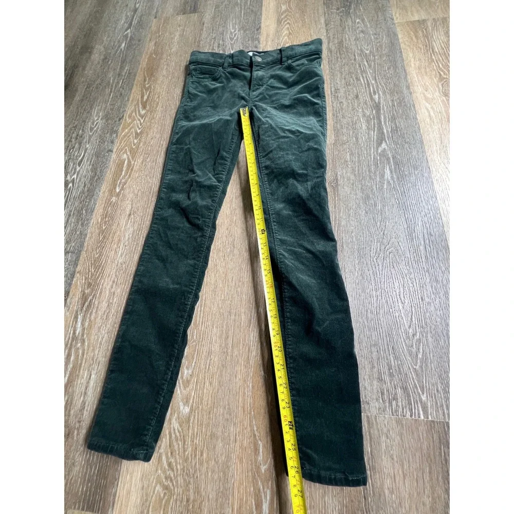 LOFT Corduroy Skinny Pants Women 00‎ 24 Dark Green Mid Rise Slim Trousers